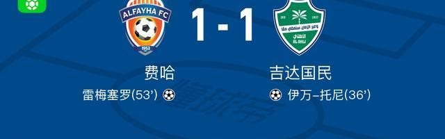 开云官方网站-费哈1-1吉达国民，伊万-托尼首开记录，雷梅塞罗扳平比分
